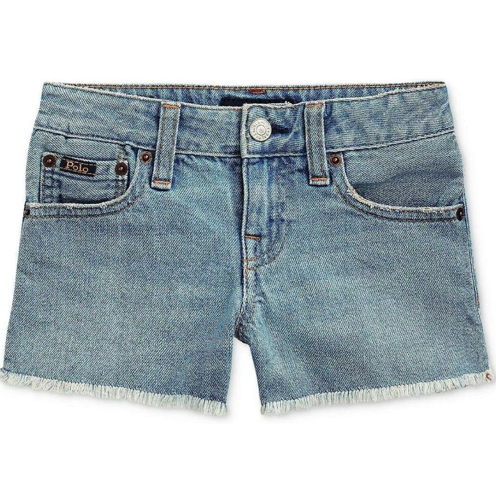 Polo Ralph Lauren Girls Frayed Cotton Denim Shorts NWT